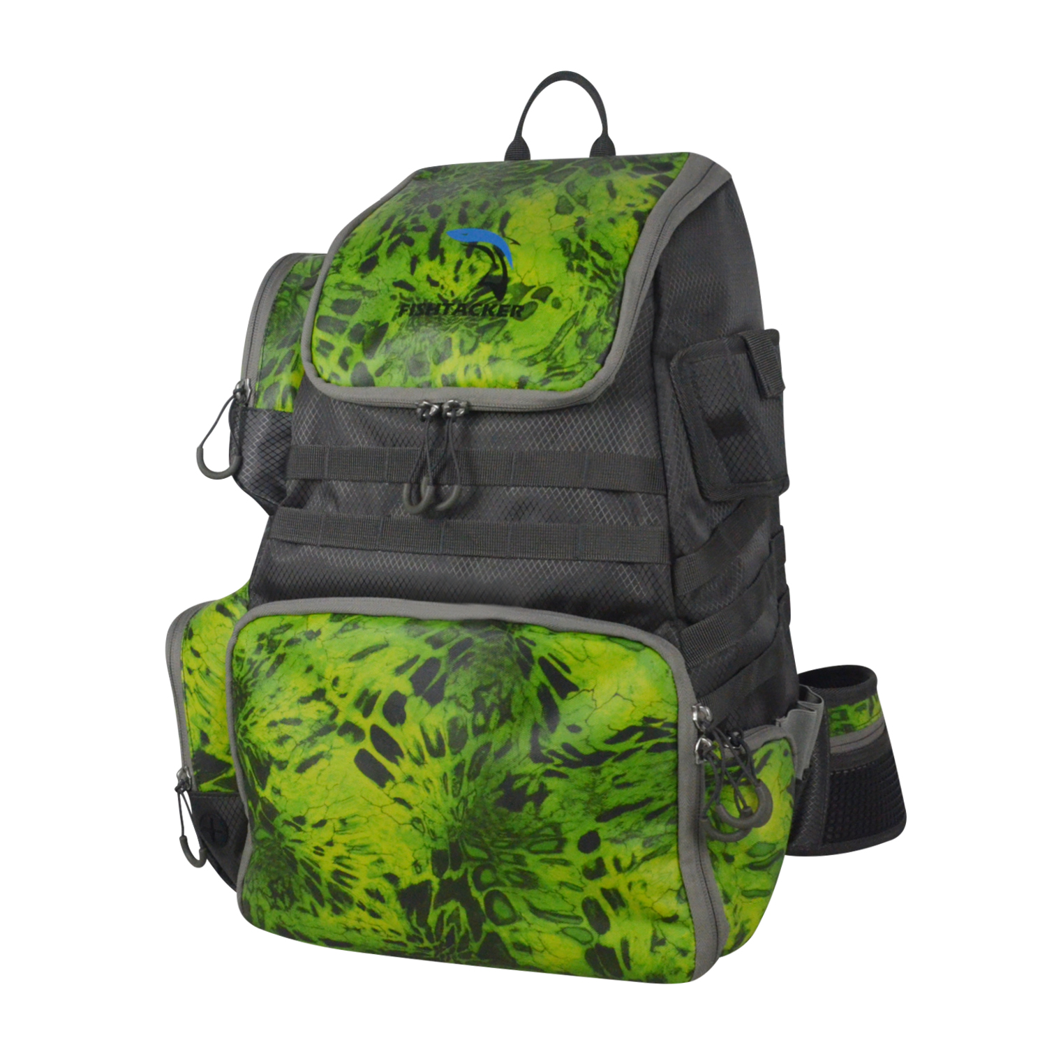 1pc Green Fishing Tackle Bag Water-Resistant Fishing Backpack
