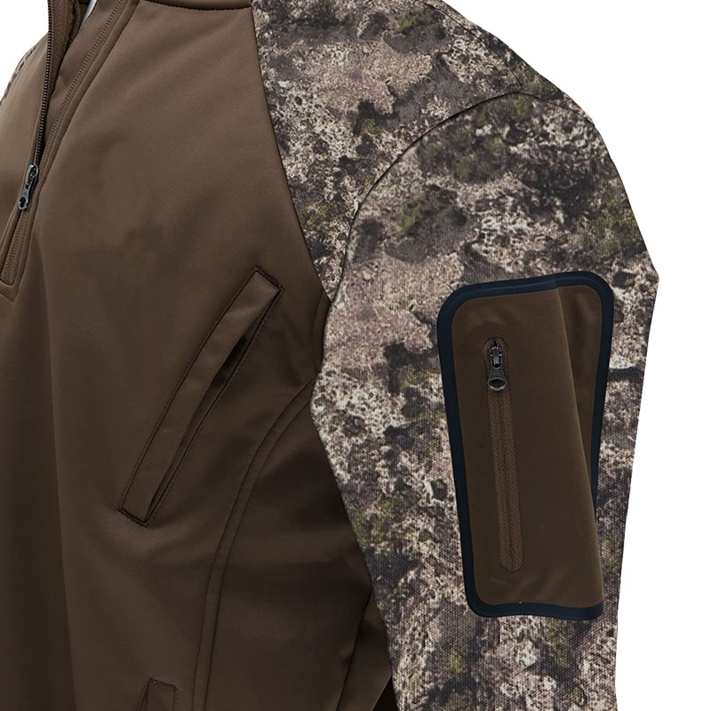 High Quality Custom Lightweight clothes Waterfowl Quarter Zip Camo Down Jacket for Hunting